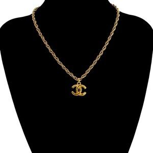 CHANEL Vintage Gold Logo Necklace
